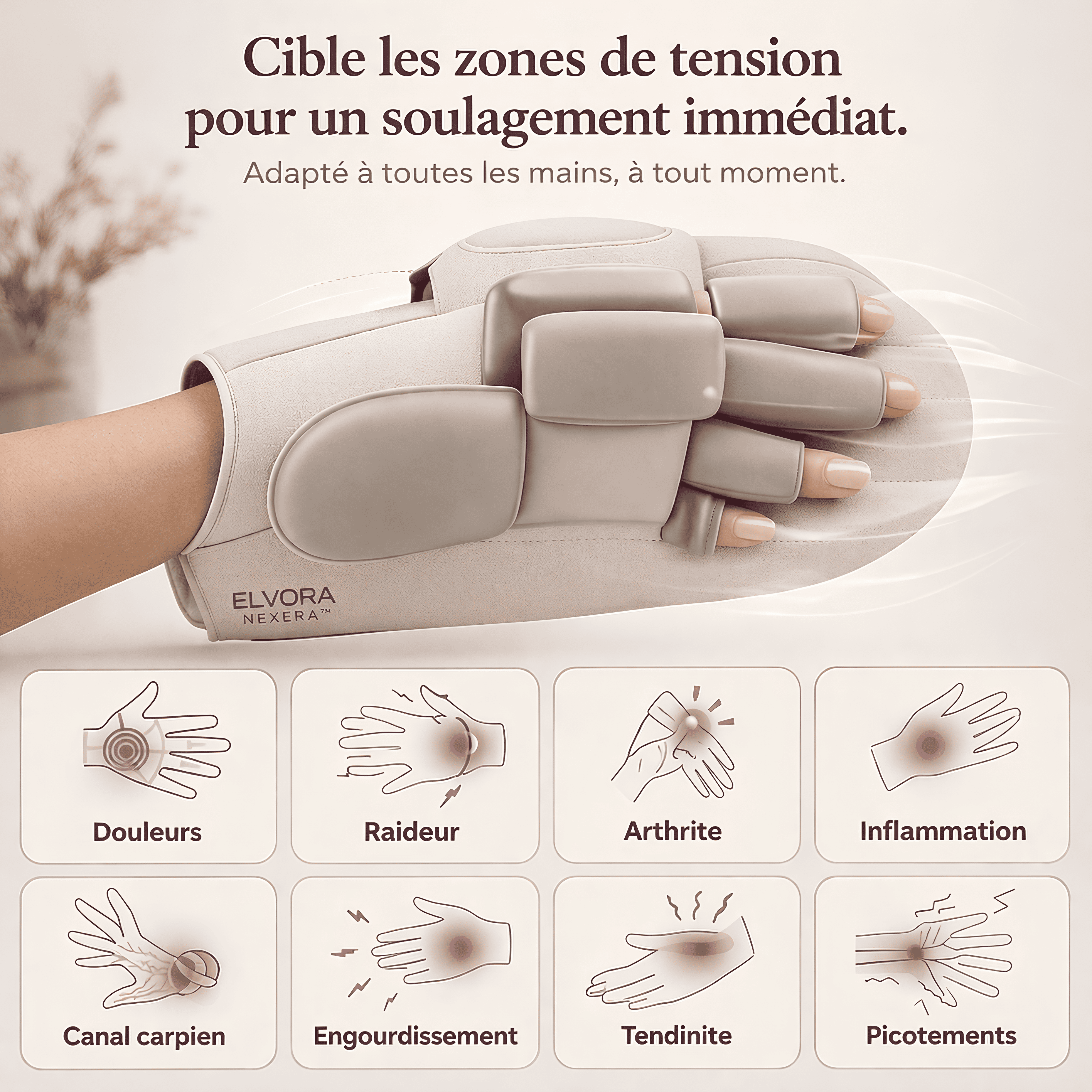 Elvora Nexera™ — Une solution simple pour soulager vos mains au quotidien